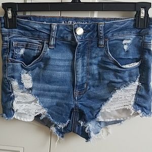 High Rise Distressed AE Shorts